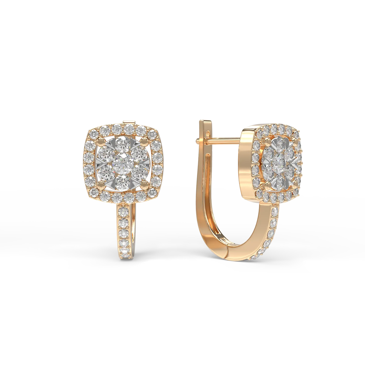 Yellow gold on-ear earrings with 0.5ct diamonds