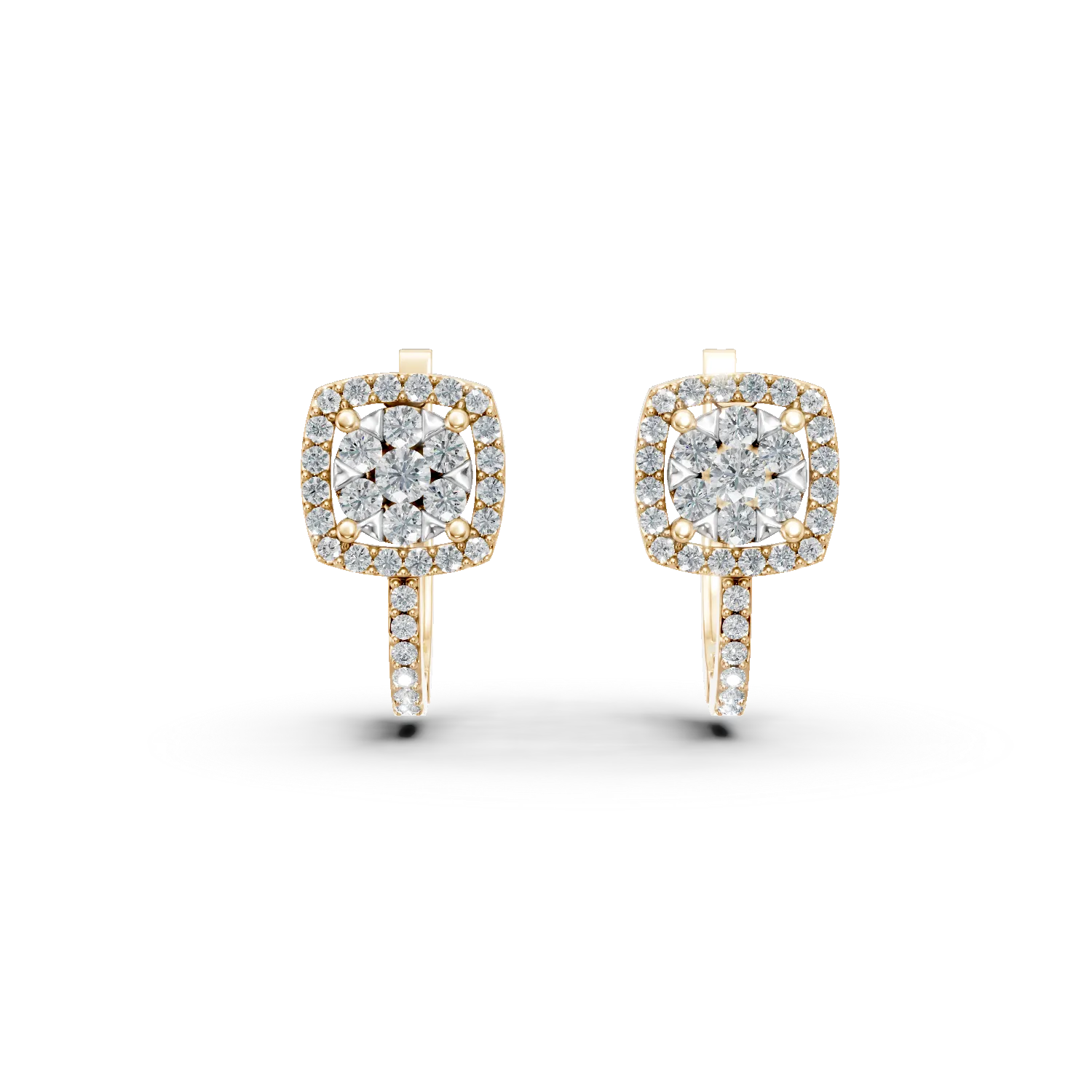 Kolczyki nauszne z żółtego złota z diamentami o masie 0.5ct