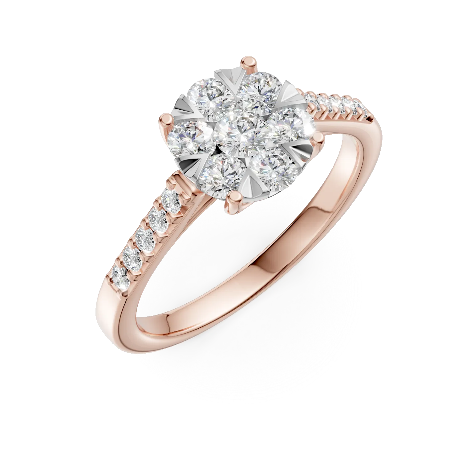 Teilor Inel de logodna din aur roz cu diamante de 0.5ct