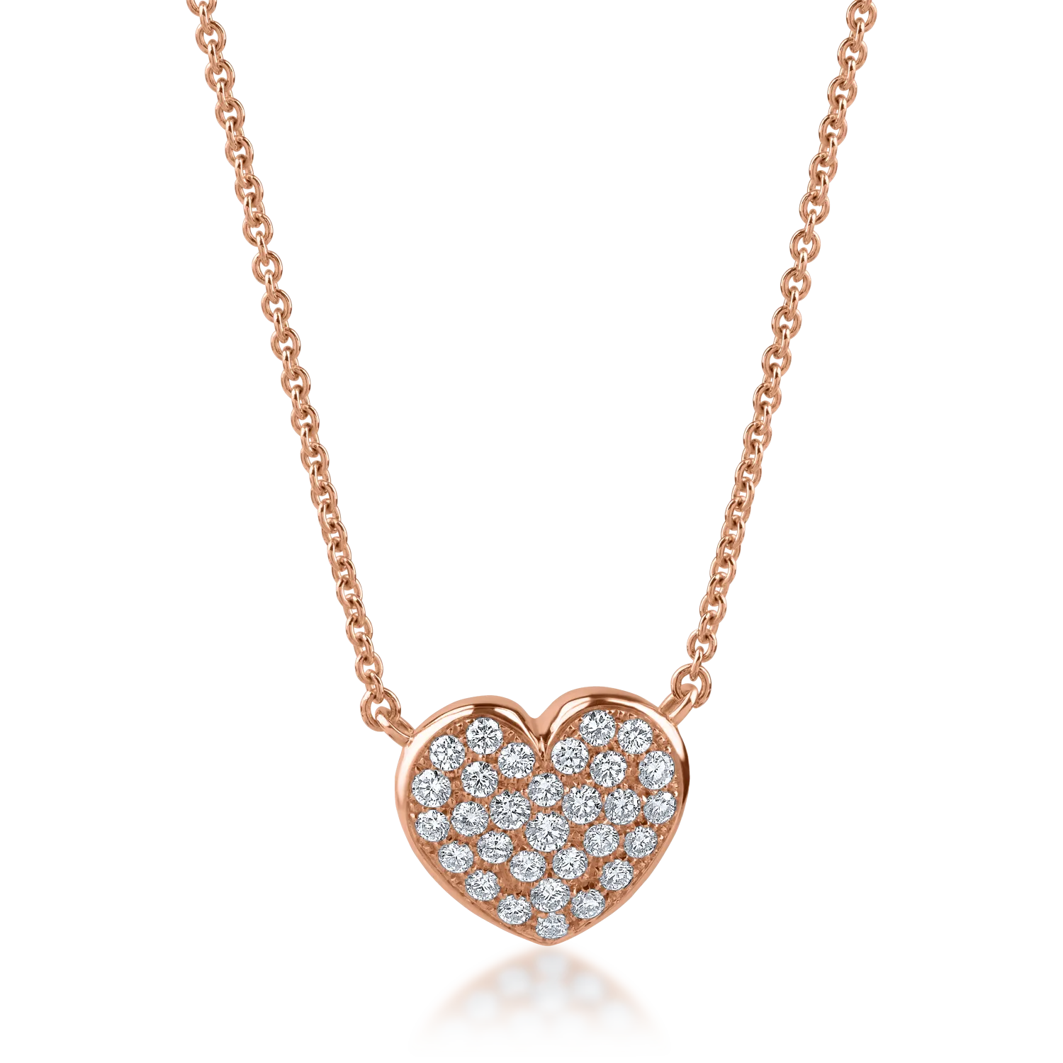 Naszyjnik w kształcie serca z różowego złota z diamentami o masie 0.47ct