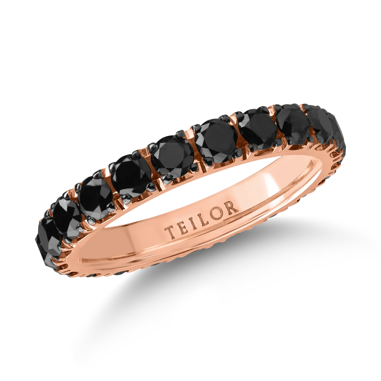 вечен пръстен от розово злато с черни диаманти 2.4кт