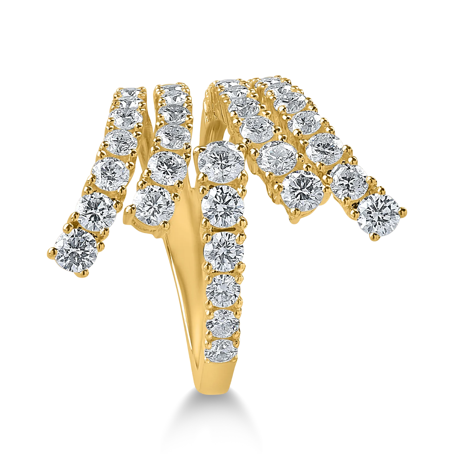 Sárga arany gyűrű 2ct gyémántokkal