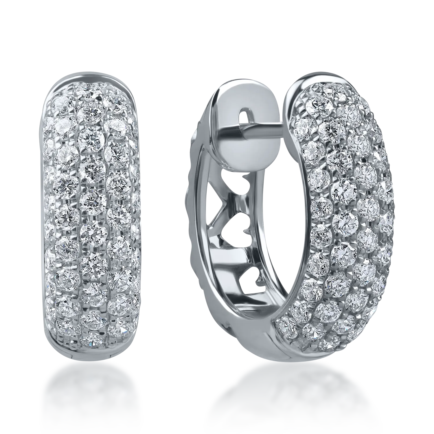 Cercei on ear din aur alb cu diamante de 1ct