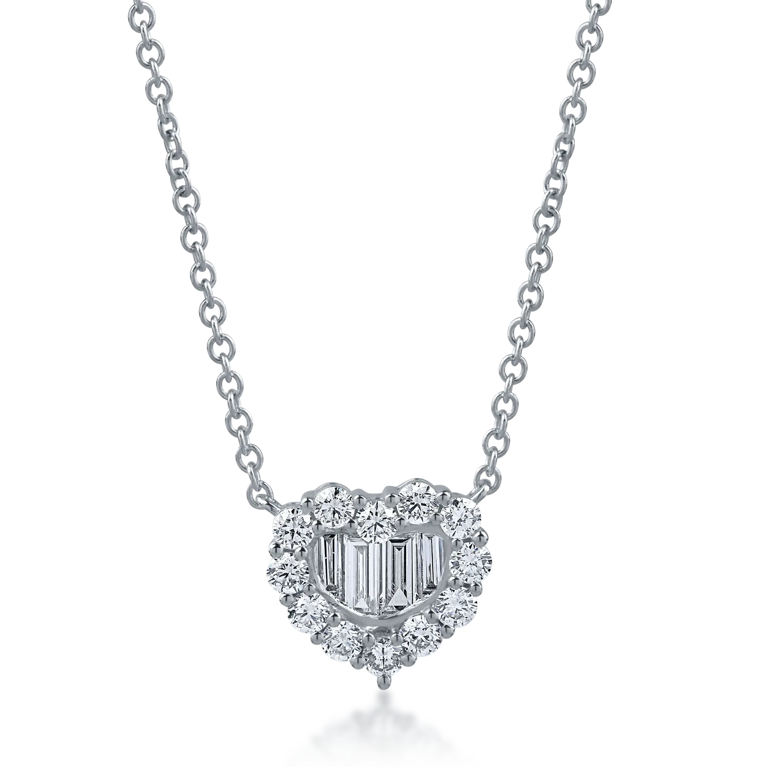White gold heart pendant necklace with 0.9ct diamonds