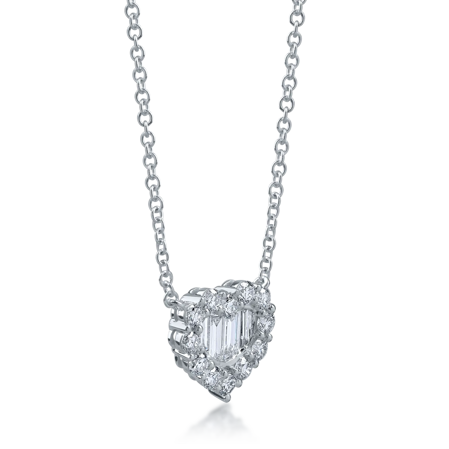 Fehérarany szívfüggő nyaklánc 0.9ct gyémántokkal