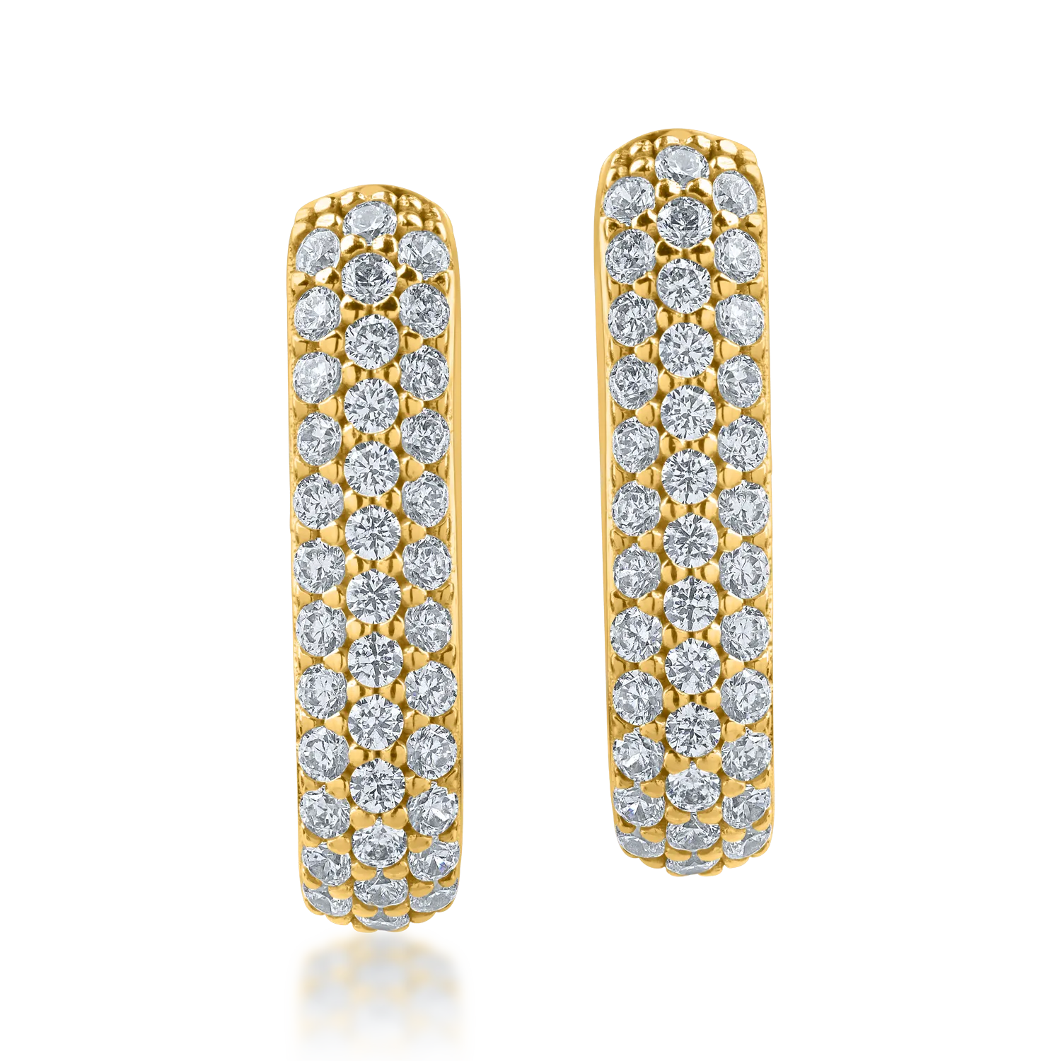 Yellow gold oval earrings with zirconia