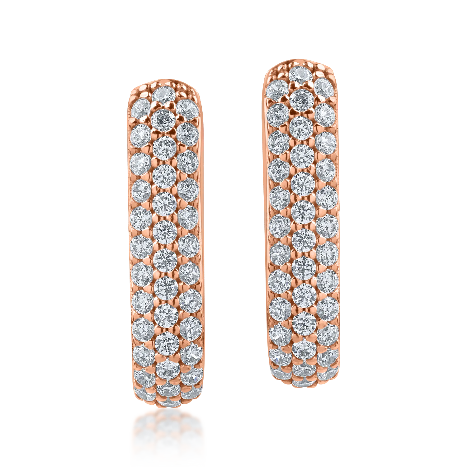 Rose gold oval earrings with zirconia