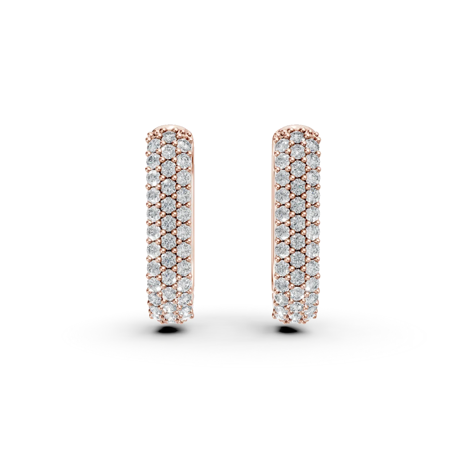 Rose gold oval earrings with zirconia