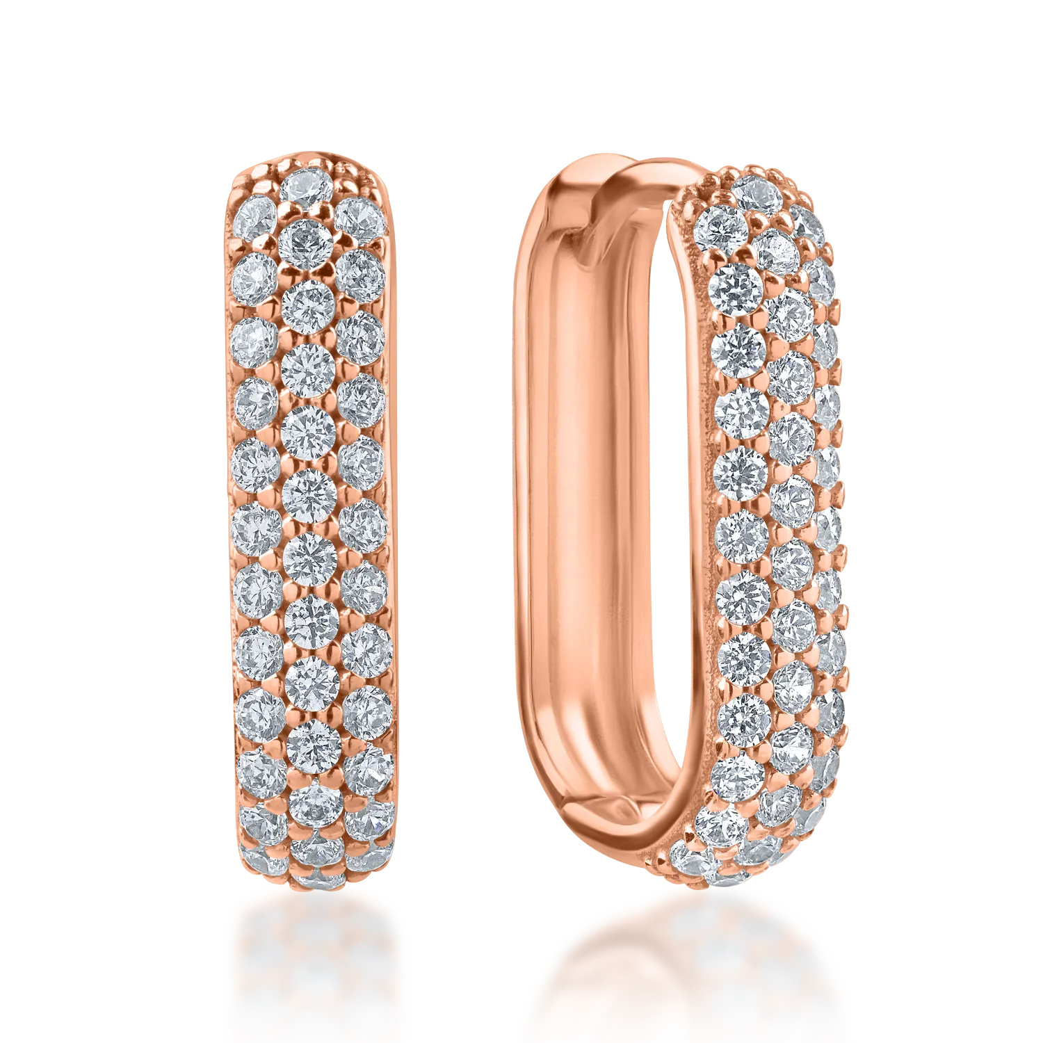 Rose gold oval earrings with zirconia