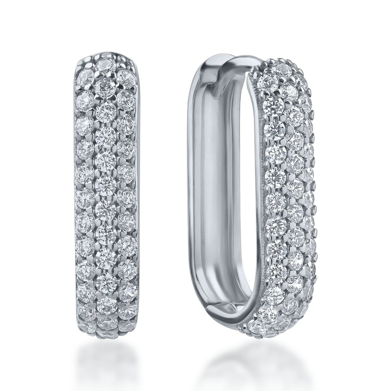 White gold oval earrings with zirconia