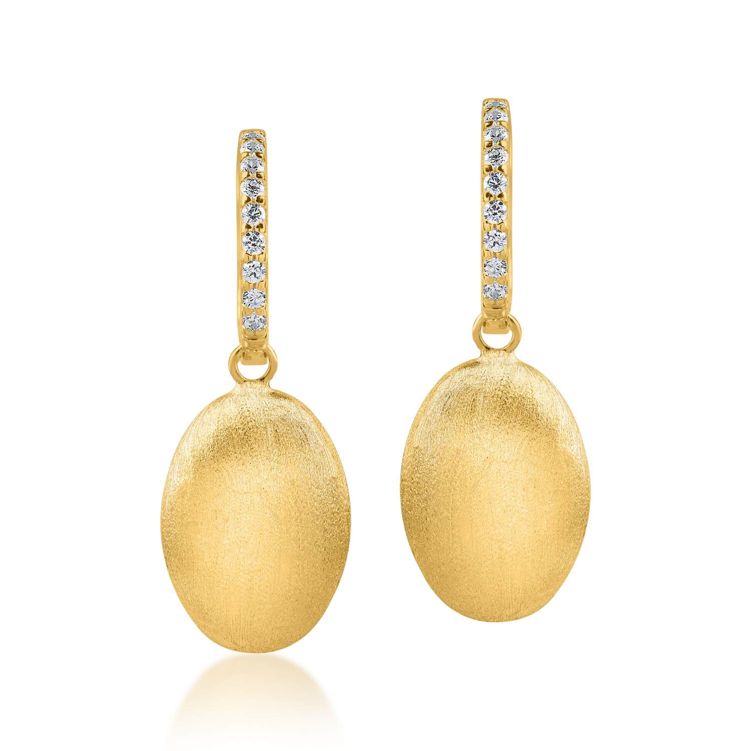 Геометрични обеци от жълто злато с цирконии