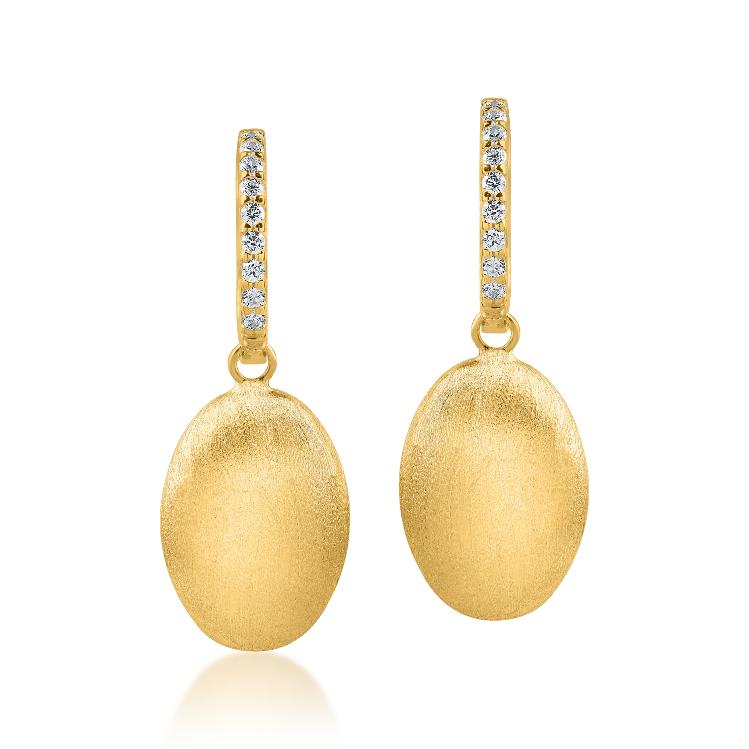 Yellow gold geometric earrings with zirconia