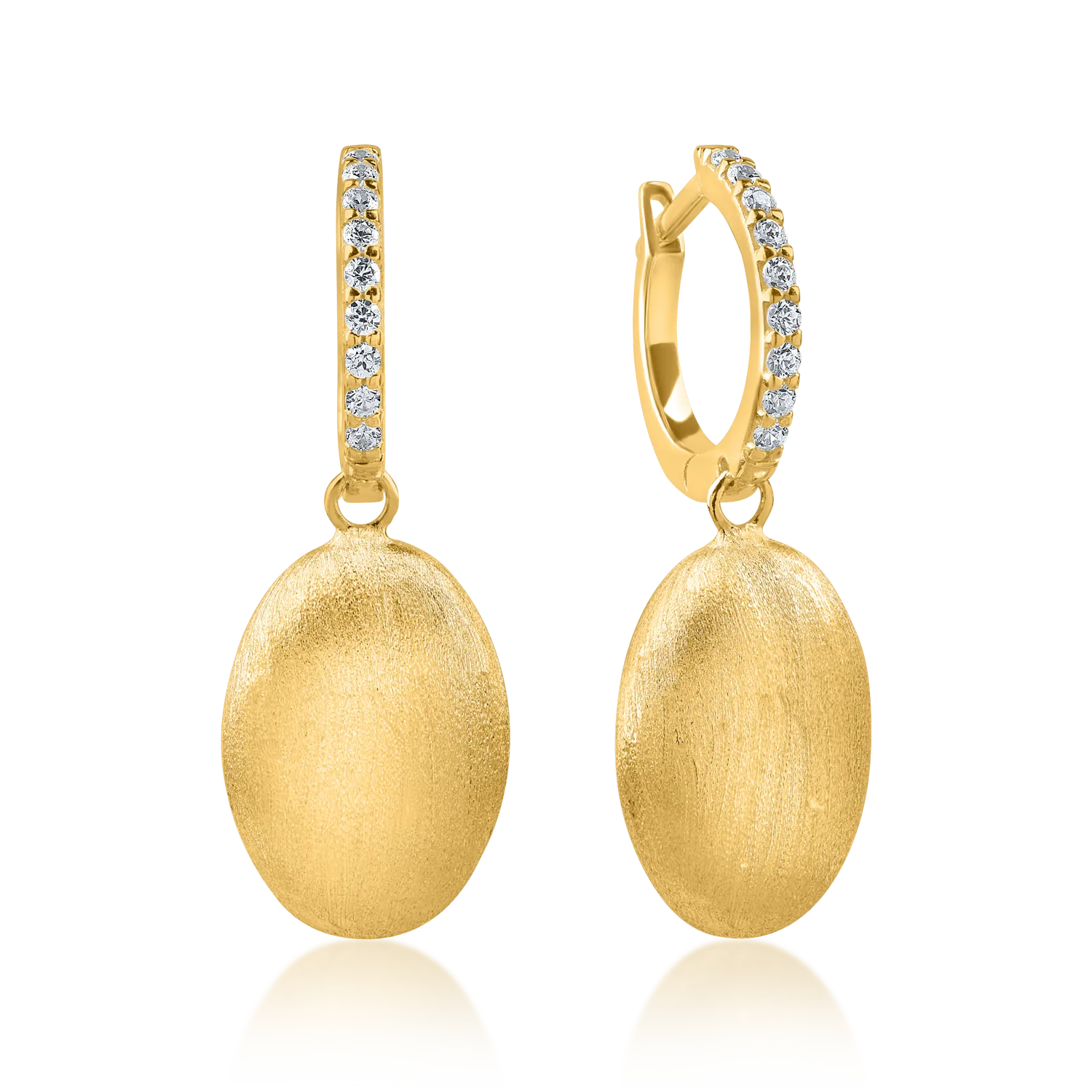 Yellow gold geometric earrings with zirconia