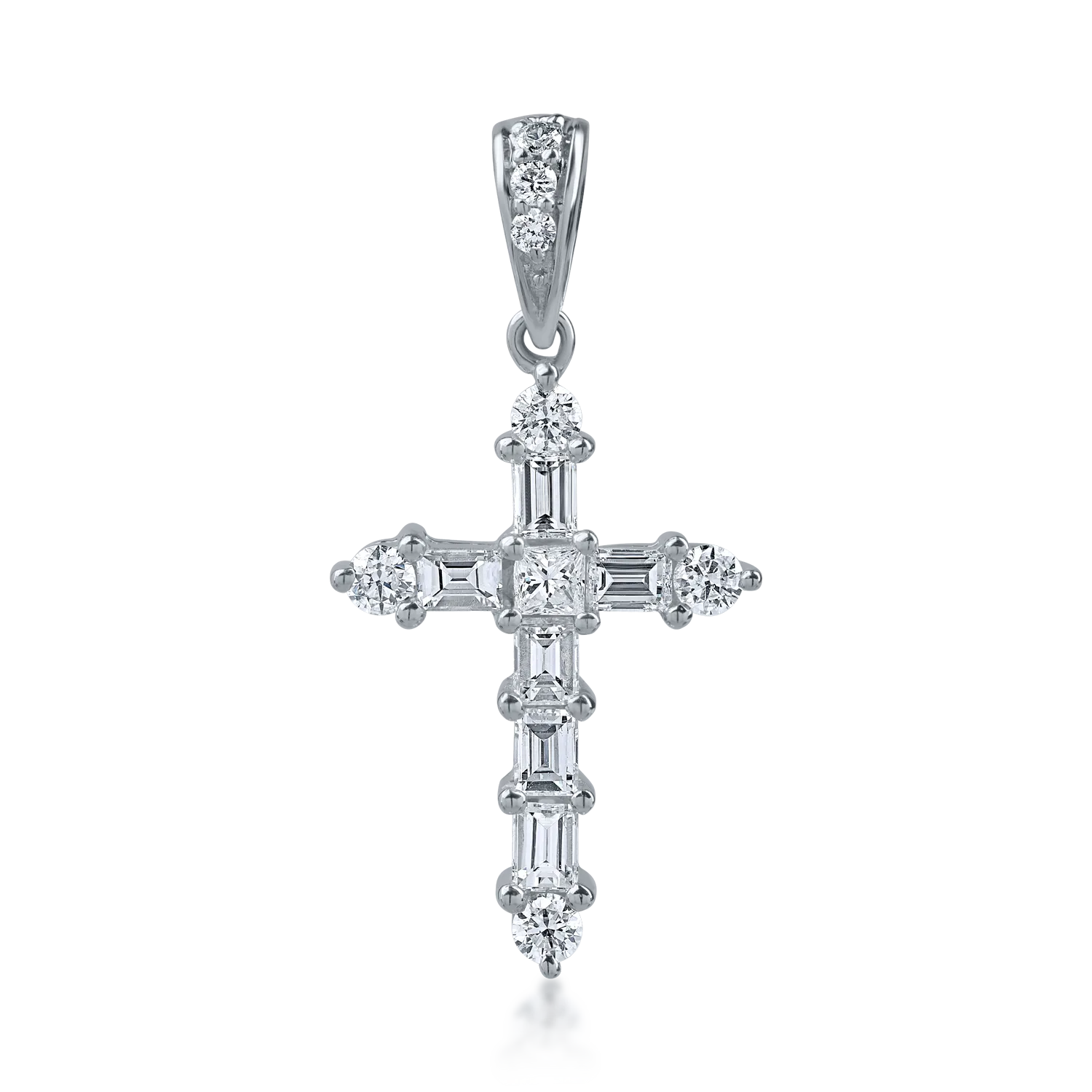 Pandantiv cruce din aur alb cu diamante de 0.4ct-174292