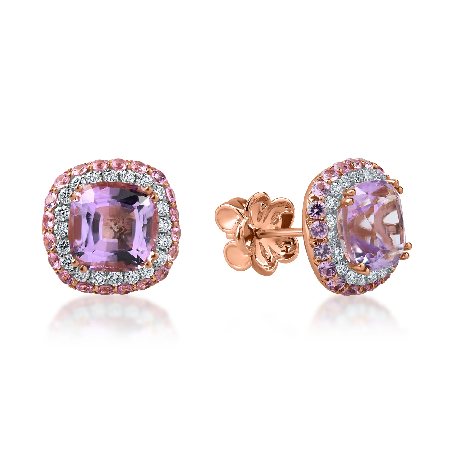 Teilor Cercei din aur roz cu pietre pretioase si semipretioase de 6.2ct