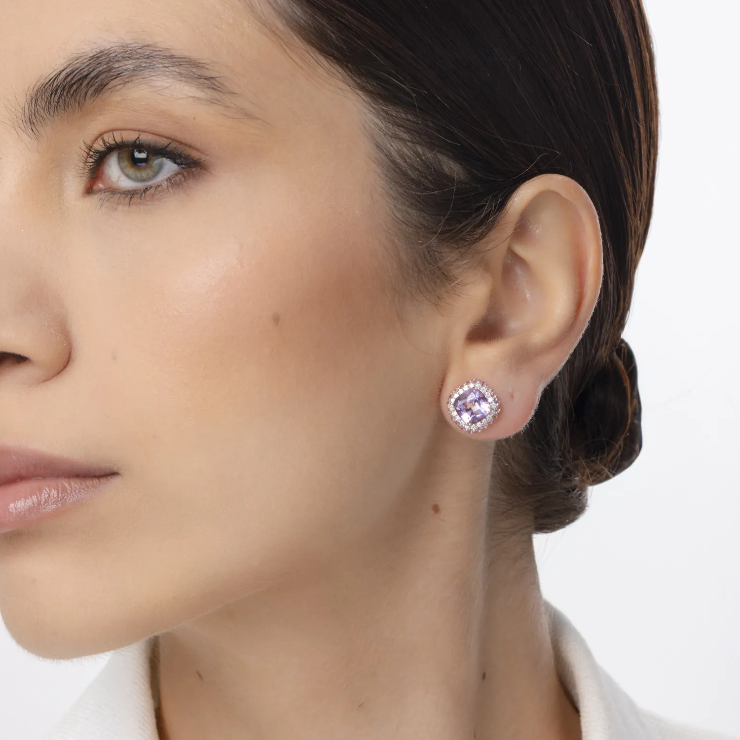 Rose gold earrings with 4.8ct amethysts and 0.9ct pink sapphires