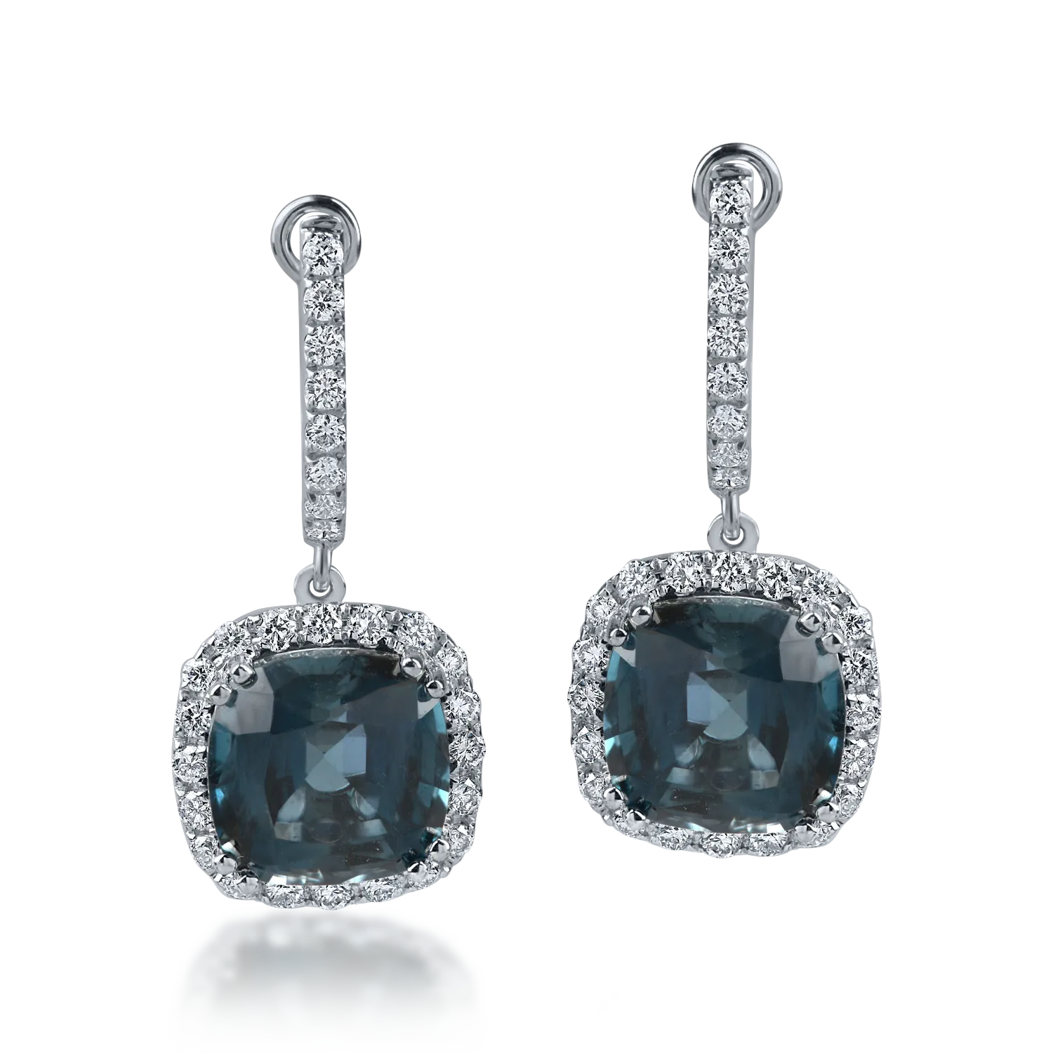 White gold earrings with 6.1ct london blue topazes and 0.4ct diamonds