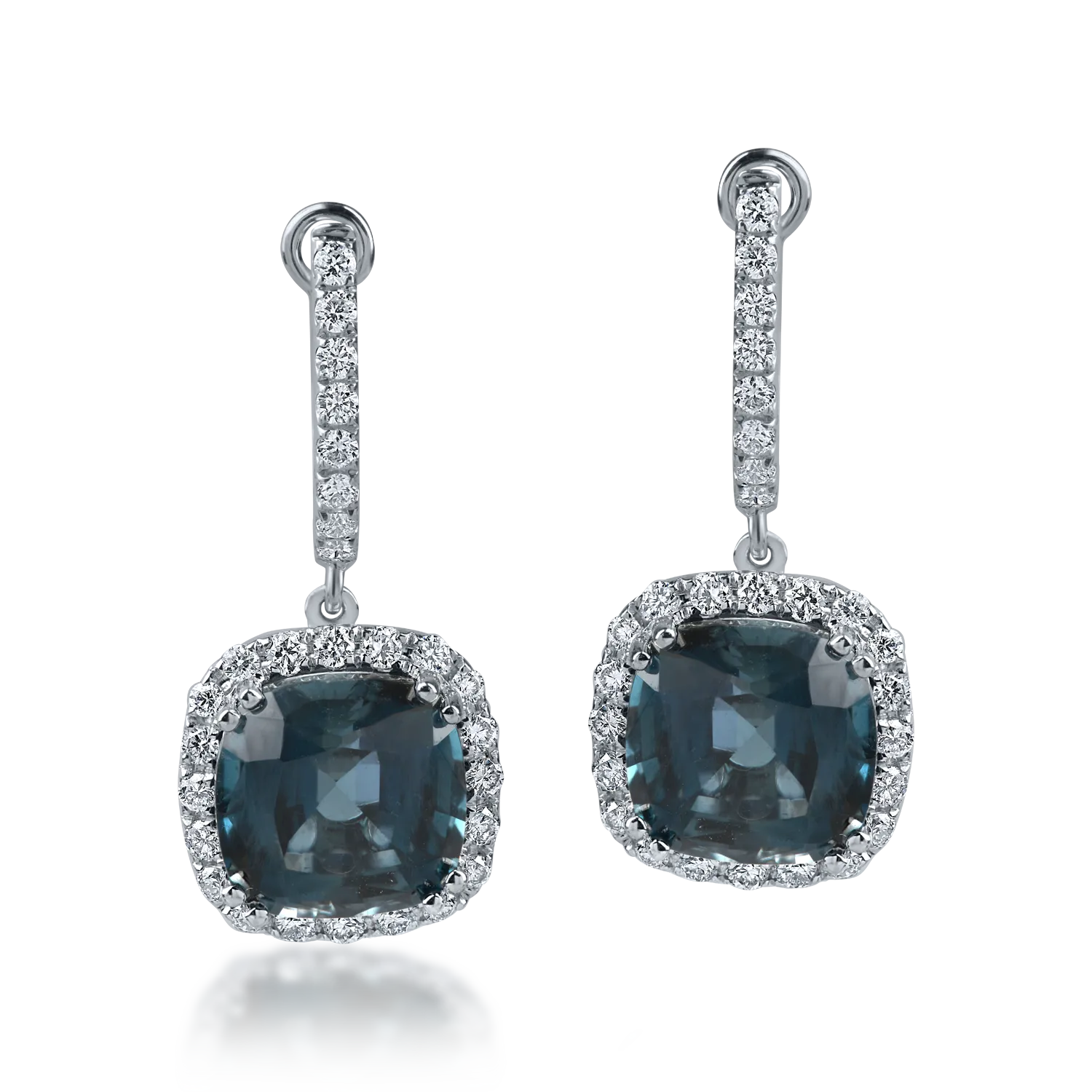 Cercei din aur alb cu topaze london blue de 6.1ct si diamante de 0.4ct - 1 | YEO