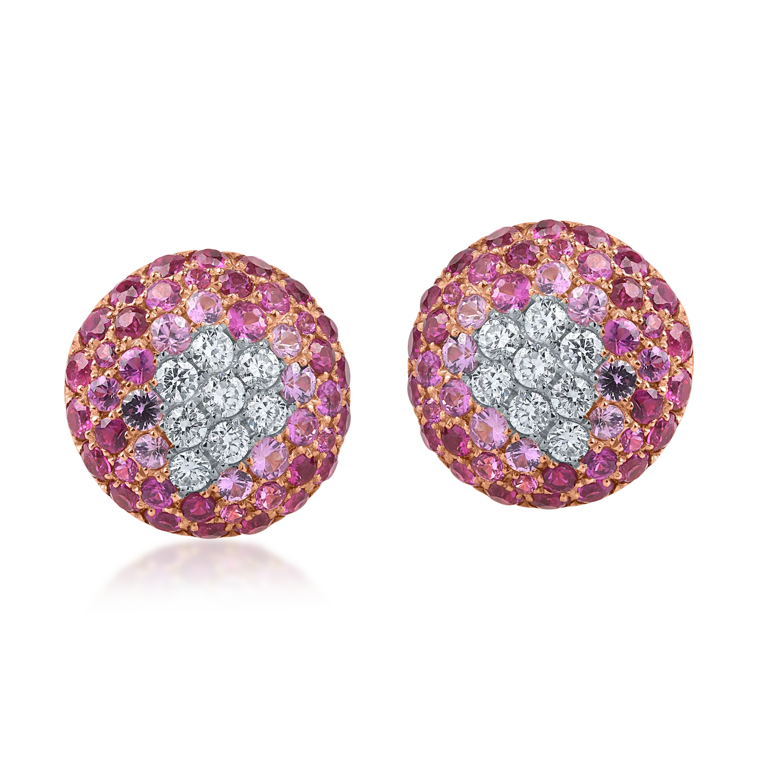 Cercei din aur roz cu rubine de 1ct si diamante de 0.2ct-174334