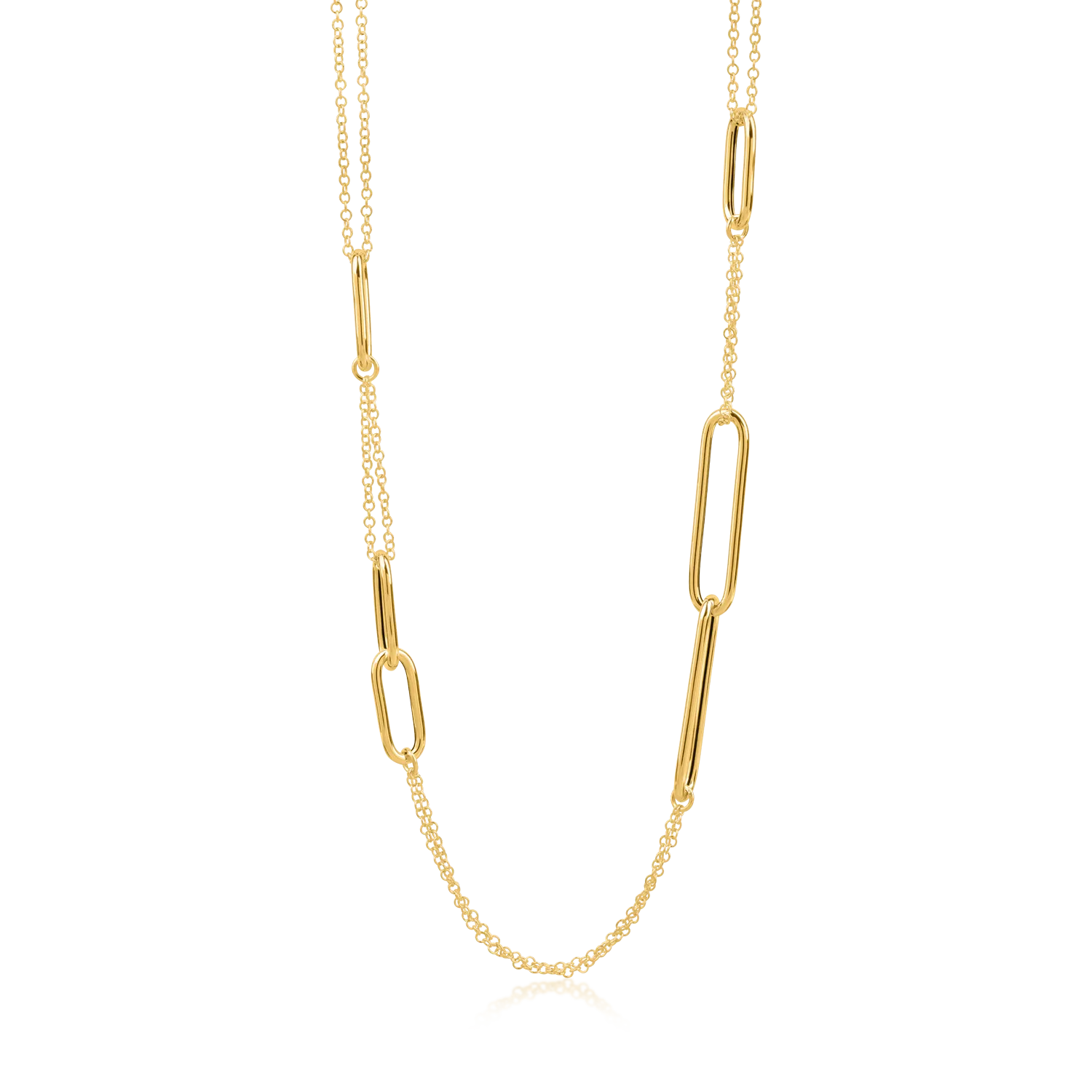 Yellow gold chain with geometric details