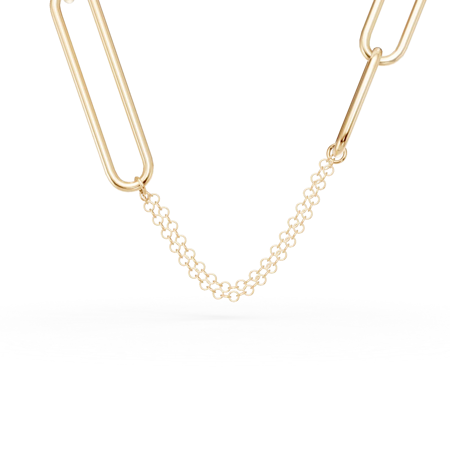 Yellow gold chain with geometric details