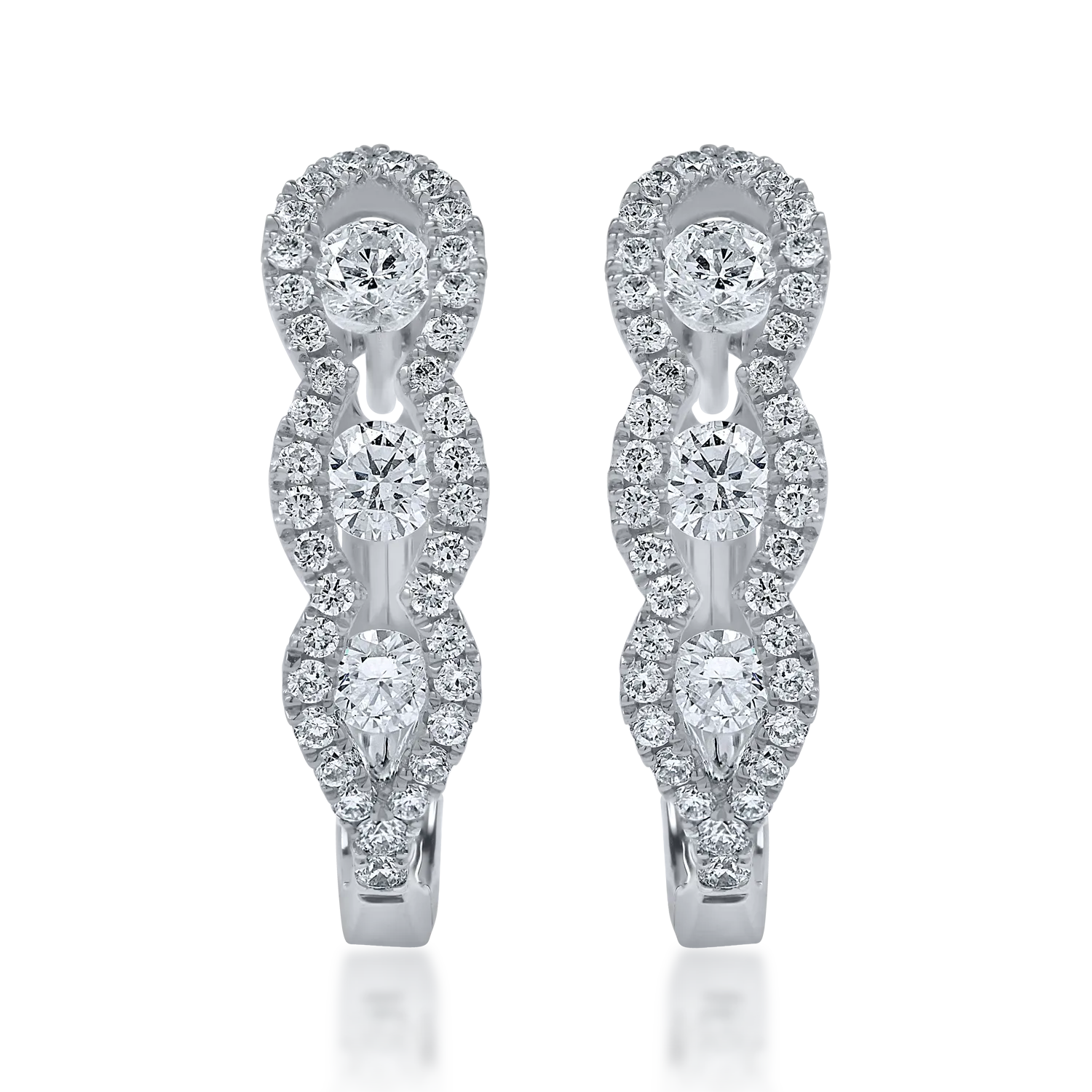 Cercei rotunzi din aur alb cu diamante de 0.48ct - 1 | YEO