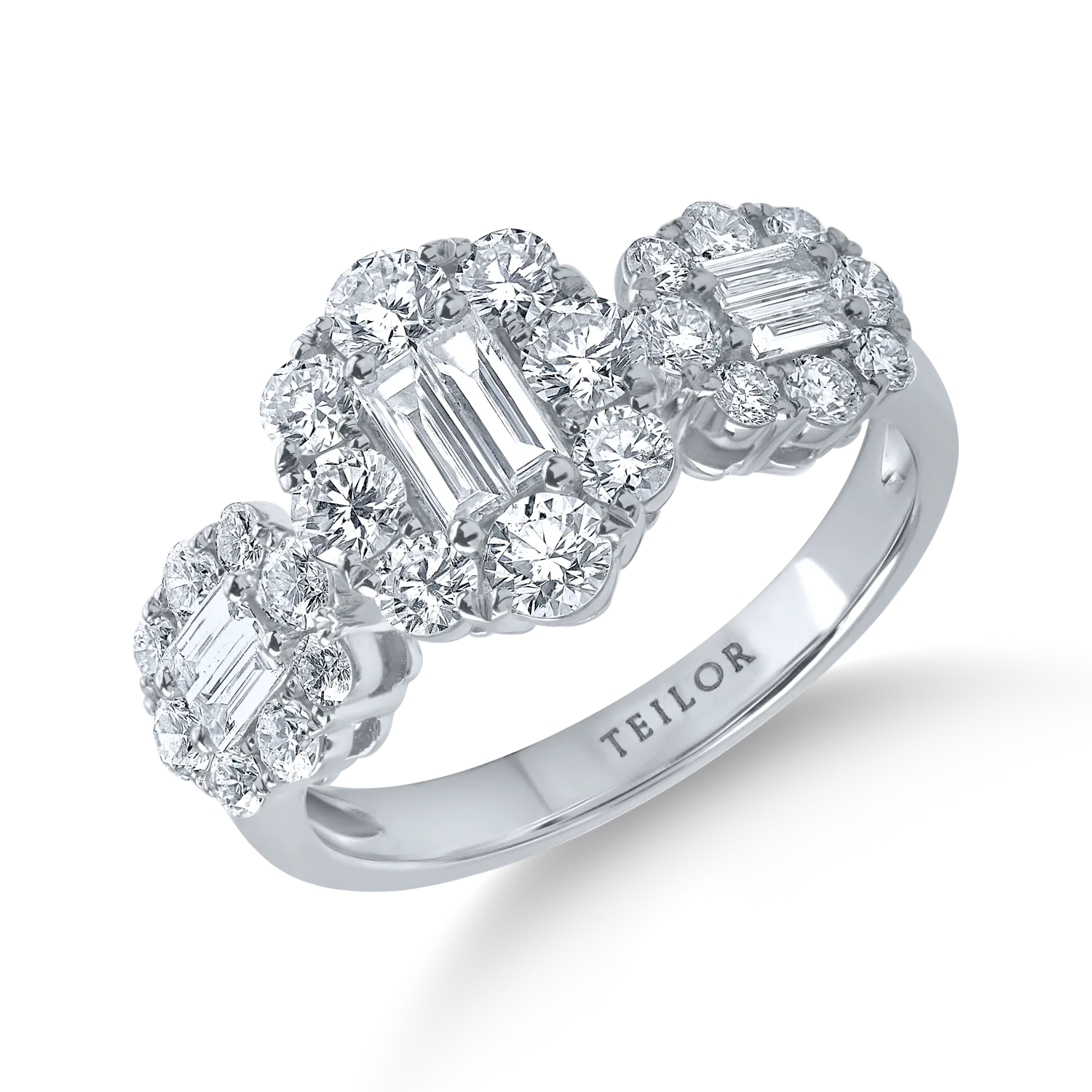 Fehérarany gyűrű 1.4ct gyémántokkal