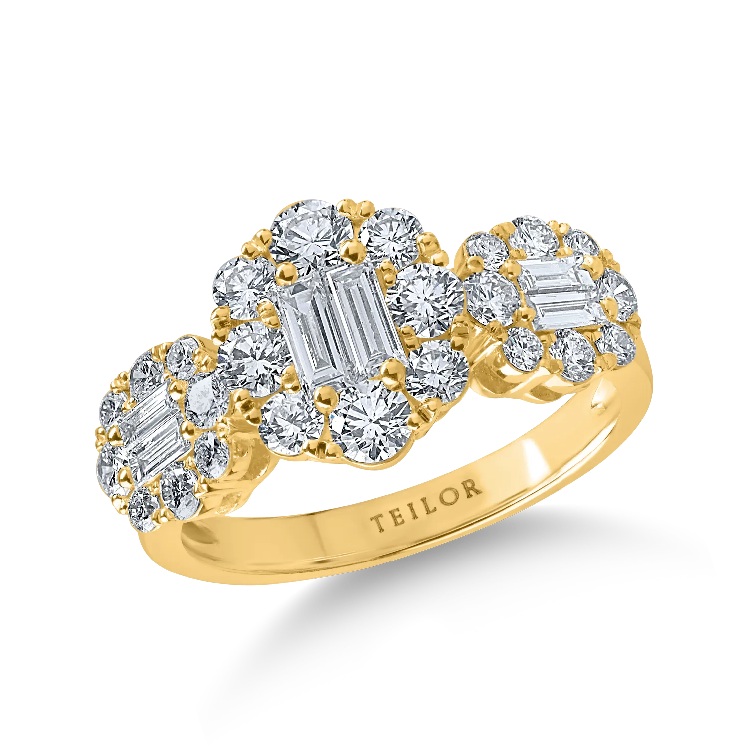 Sárga arany gyűrű 1.4ct gyémántokkal