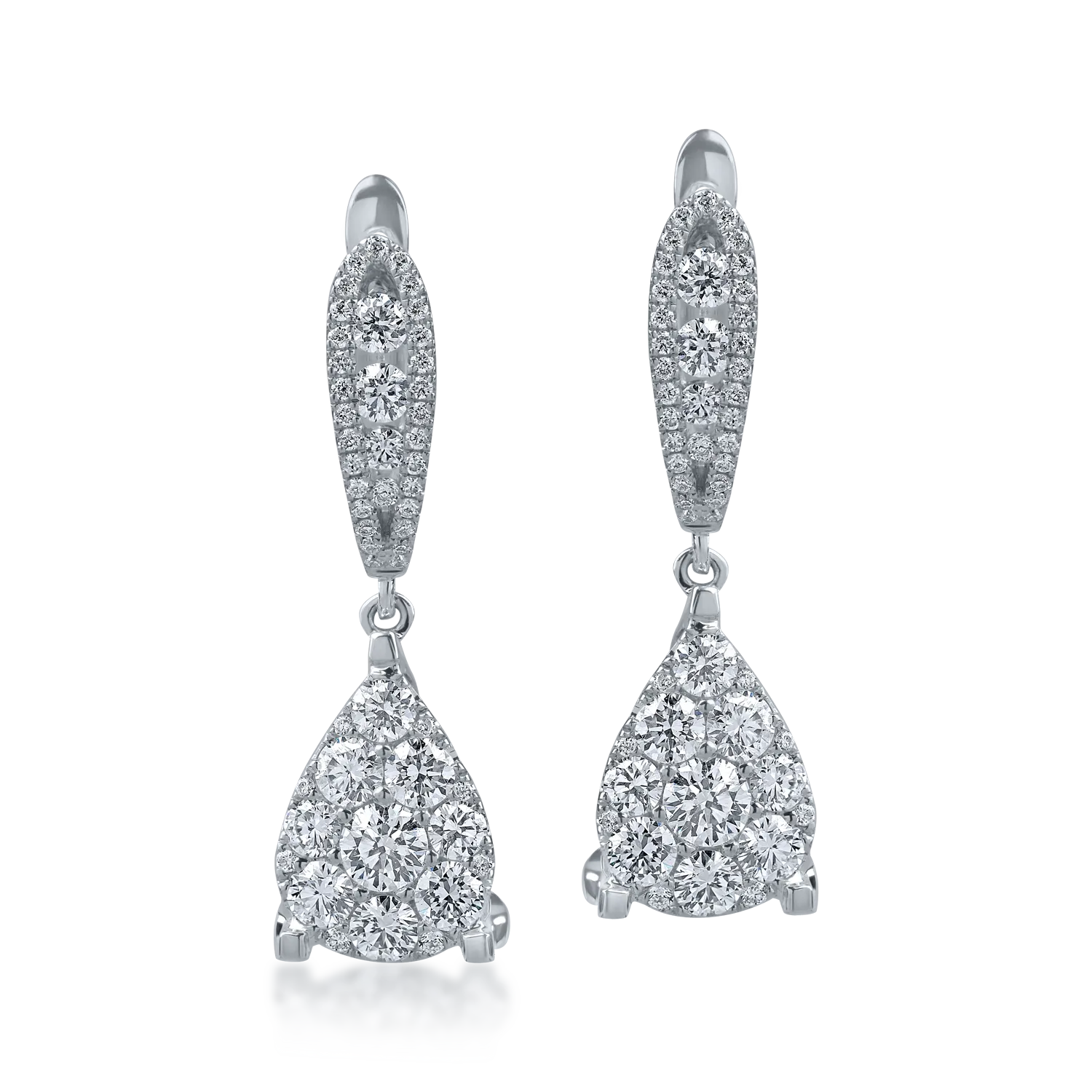 White gold long earrings with 1.18ct diamonds