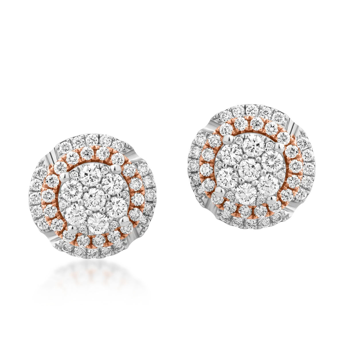 Cercei stud din aur alb-roz cu diamante de 0.86ct - 1 | YEO