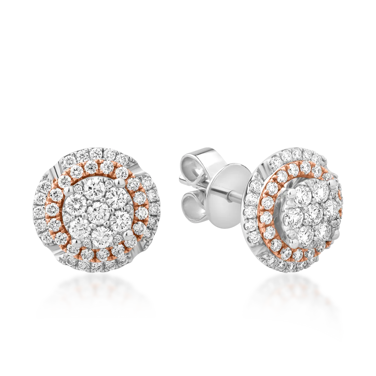 Cercei stud din aur alb-roz cu diamante de 0.86ct