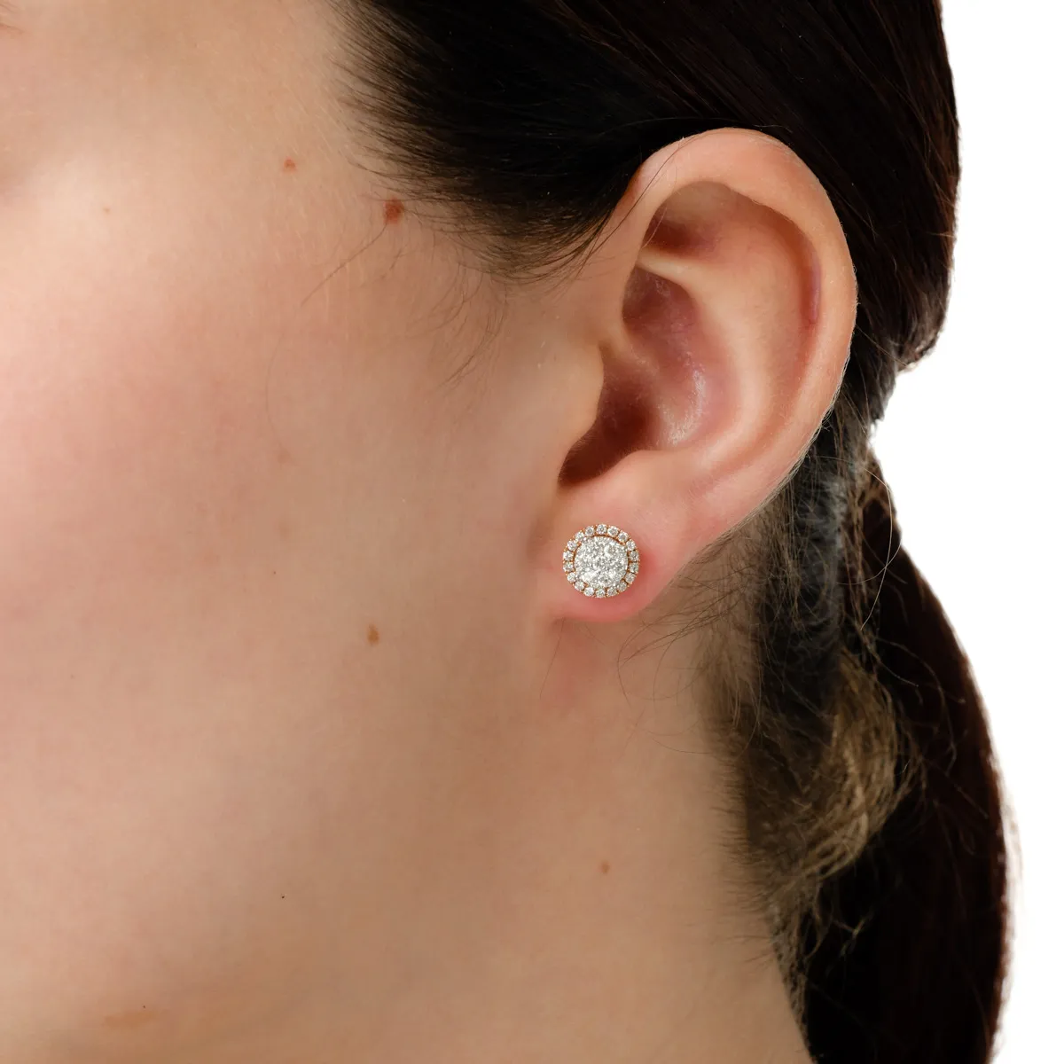 Cercei stud din aur alb-roz cu diamante de 0.86ct