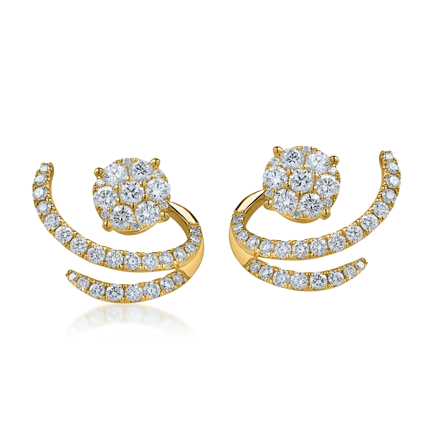 Cercei on-ear din aur galben cu diamante de 0.9ct