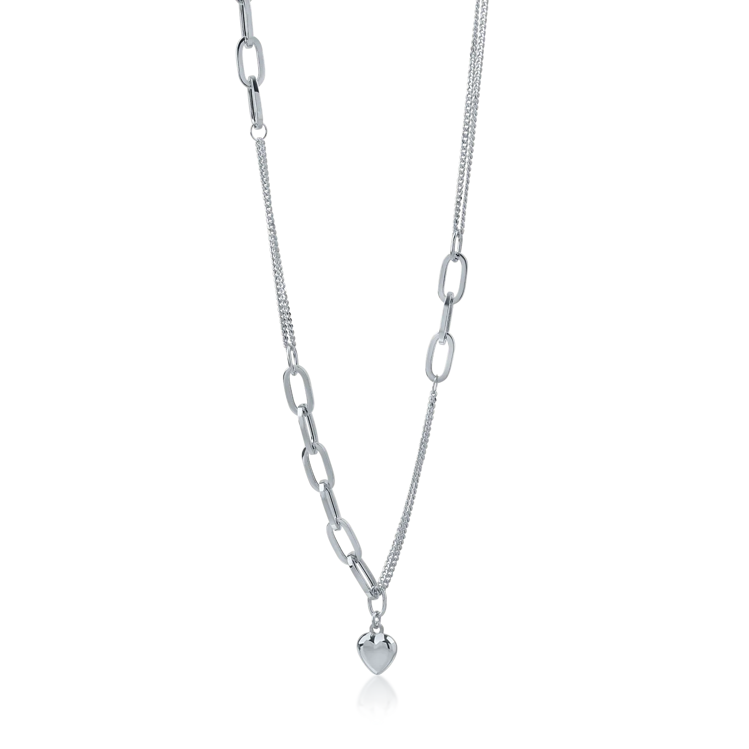 White gold heart pendant necklace