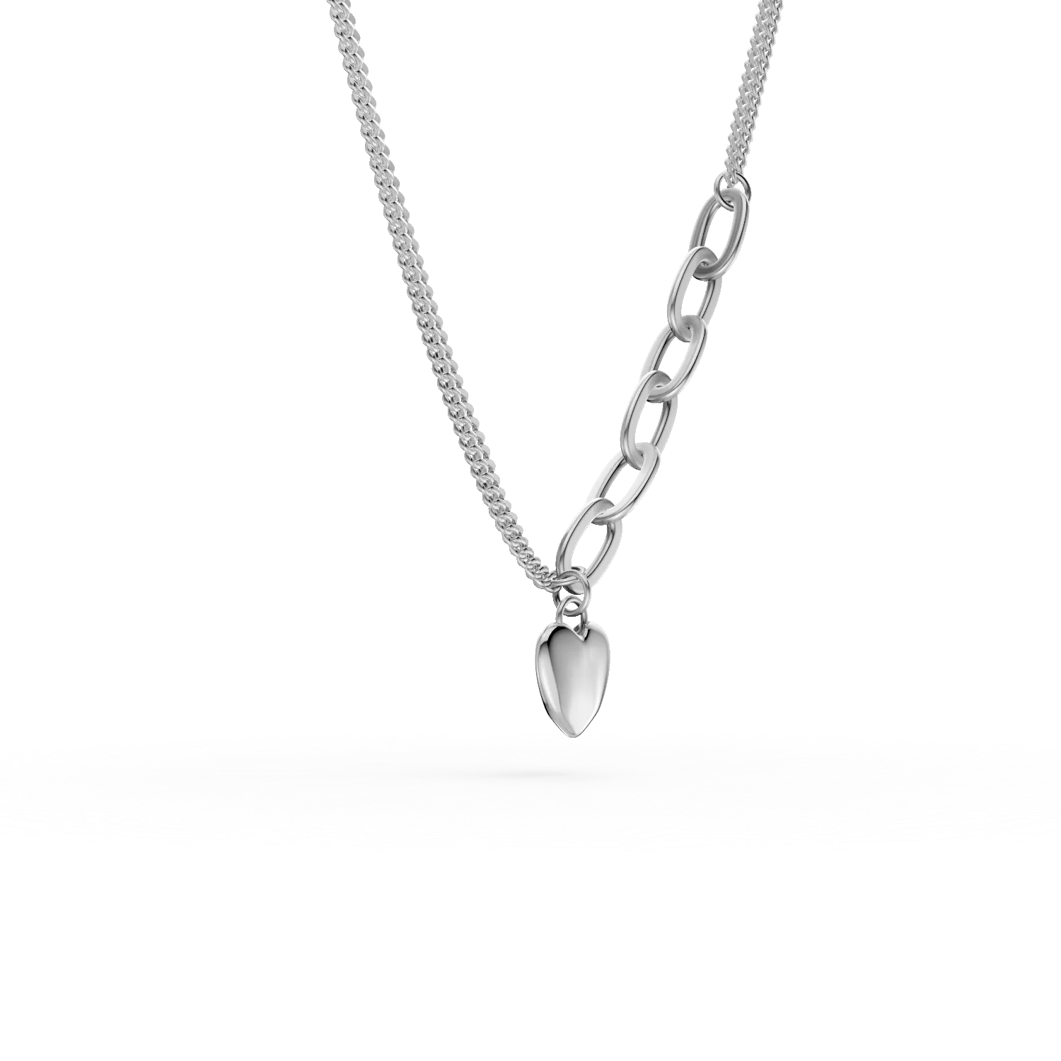 White gold heart pendant necklace