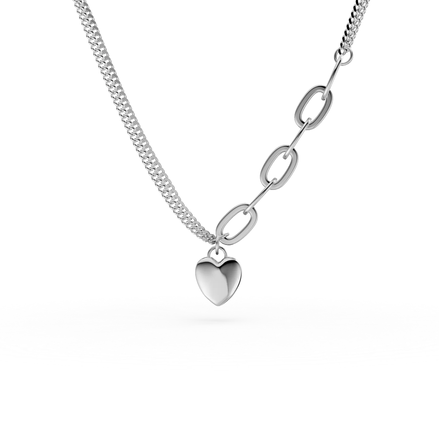 Colier cu pandantiv inimioara din aur alb