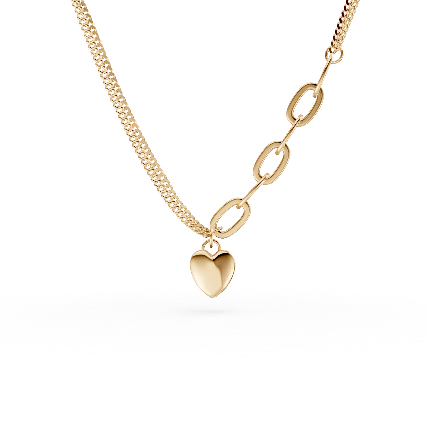 Yellow gold heart pendant necklace