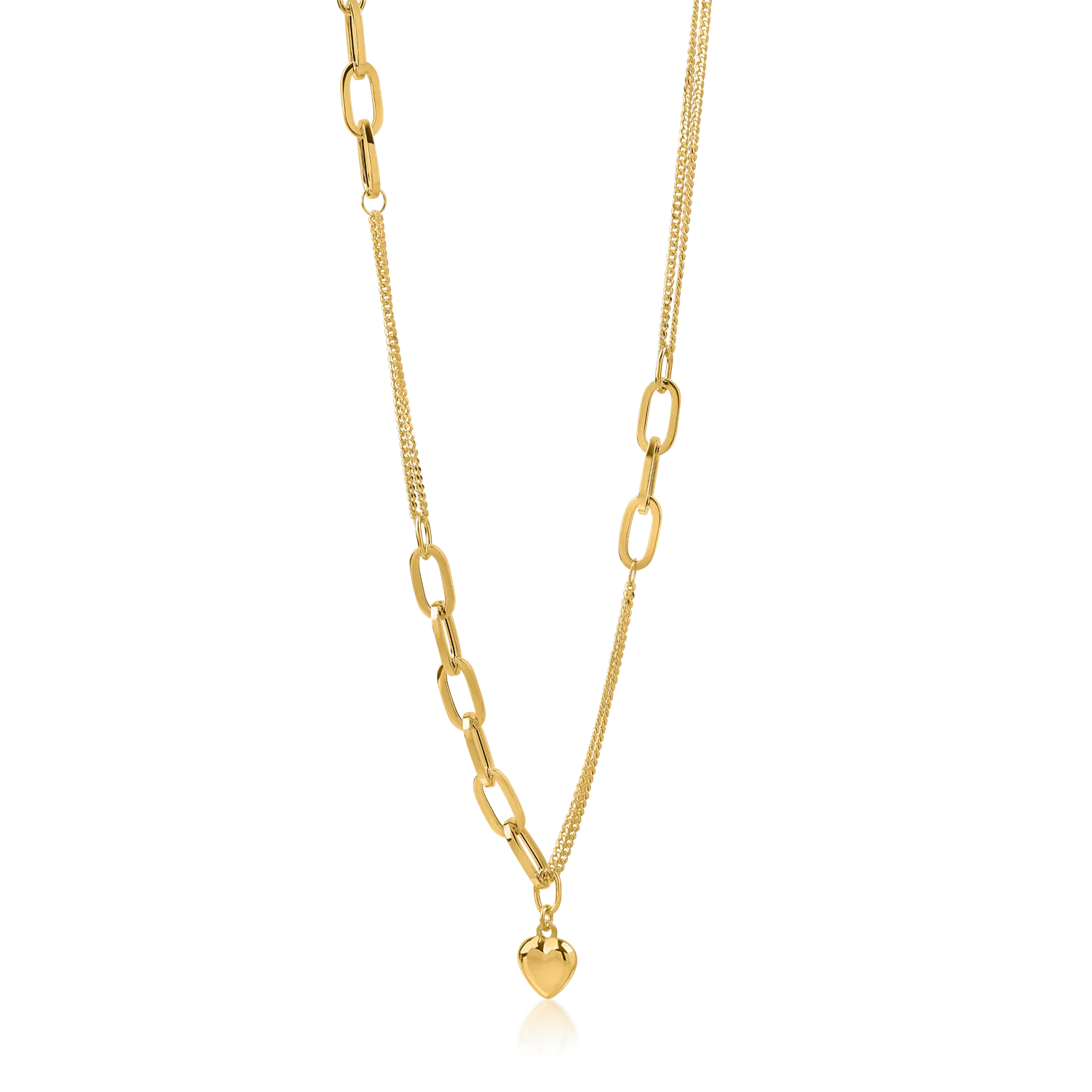 Yellow gold heart pendant necklace