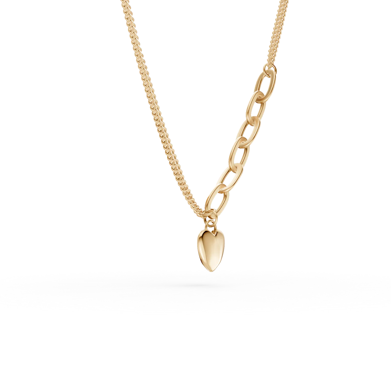 Yellow gold heart pendant necklace