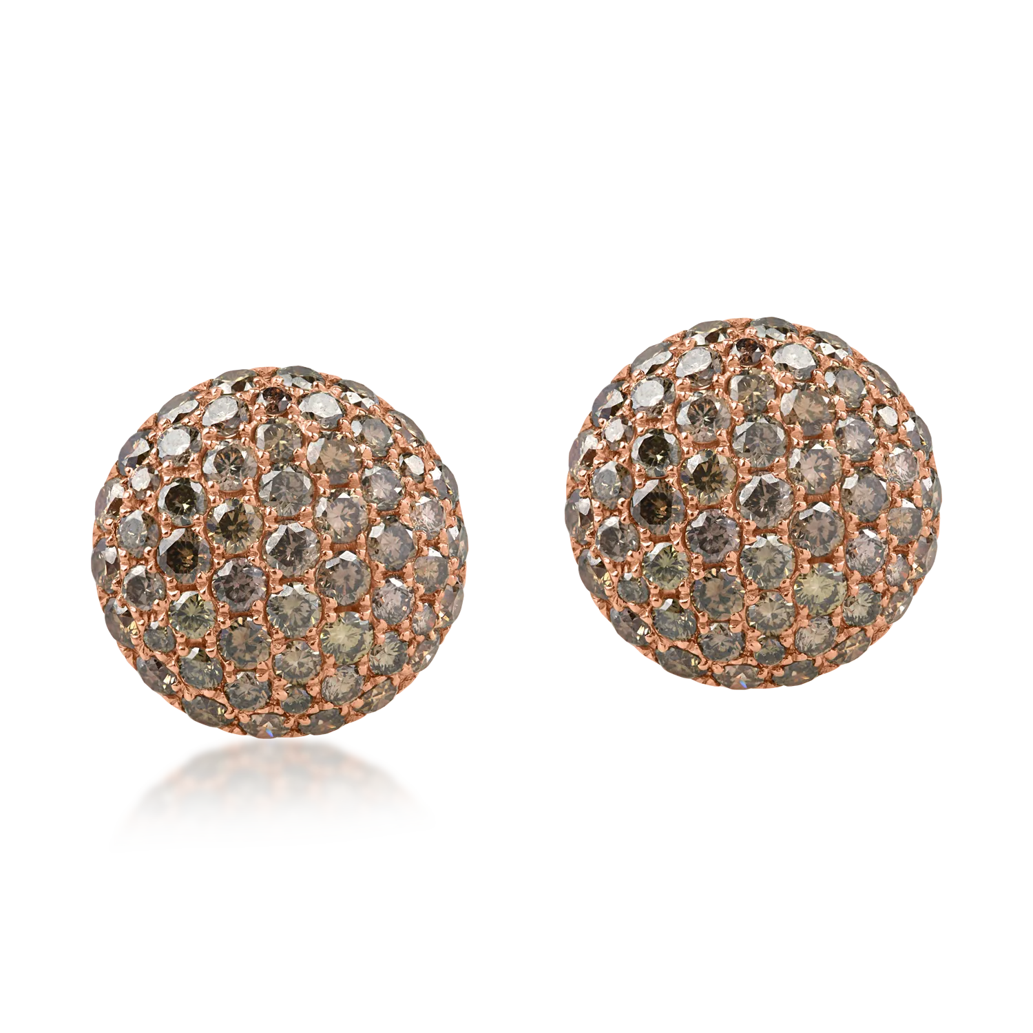 Rózsarany fülbevaló 1.7ct barna gyémántokkal