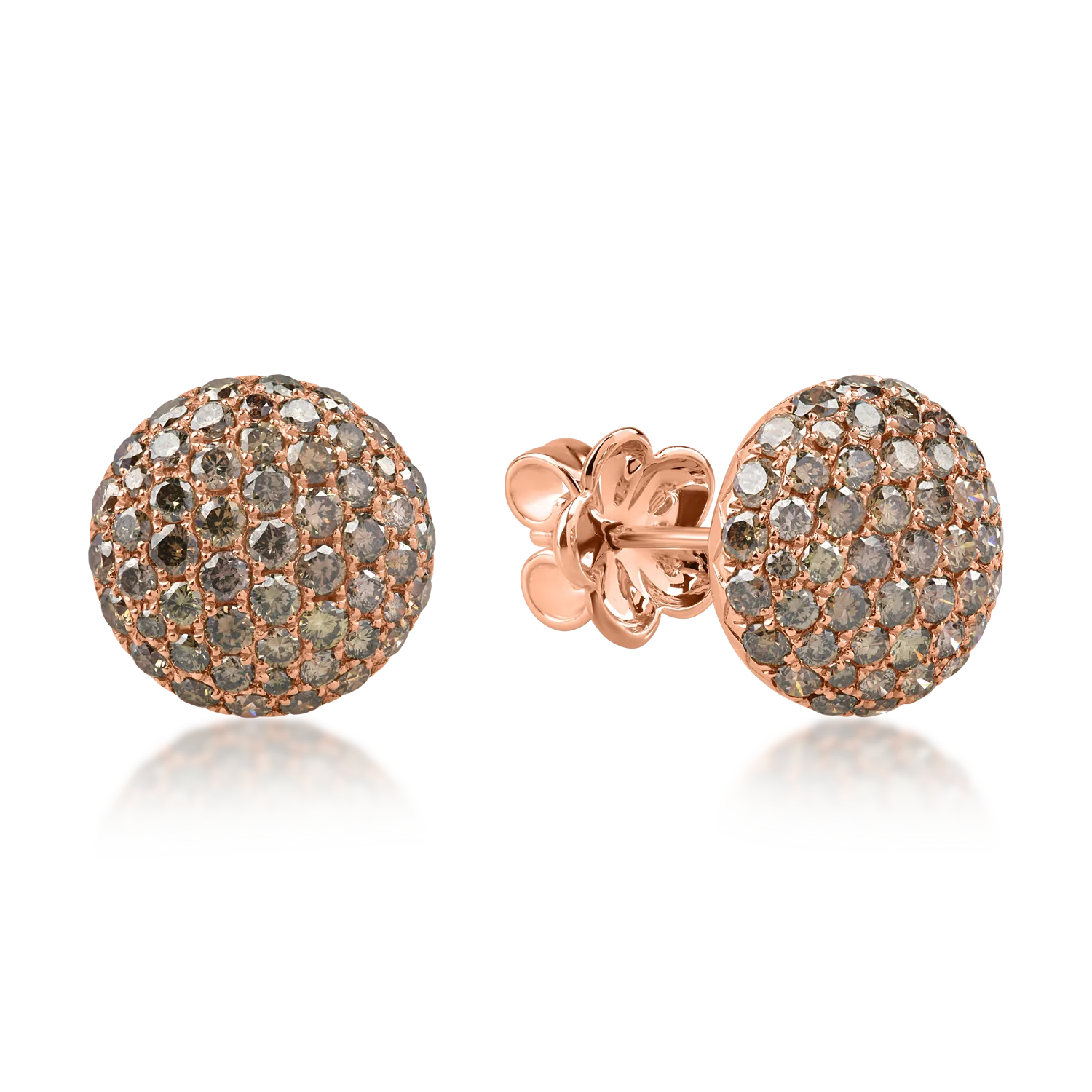 Rose gold earrings with 1.7ct brown diamonds
