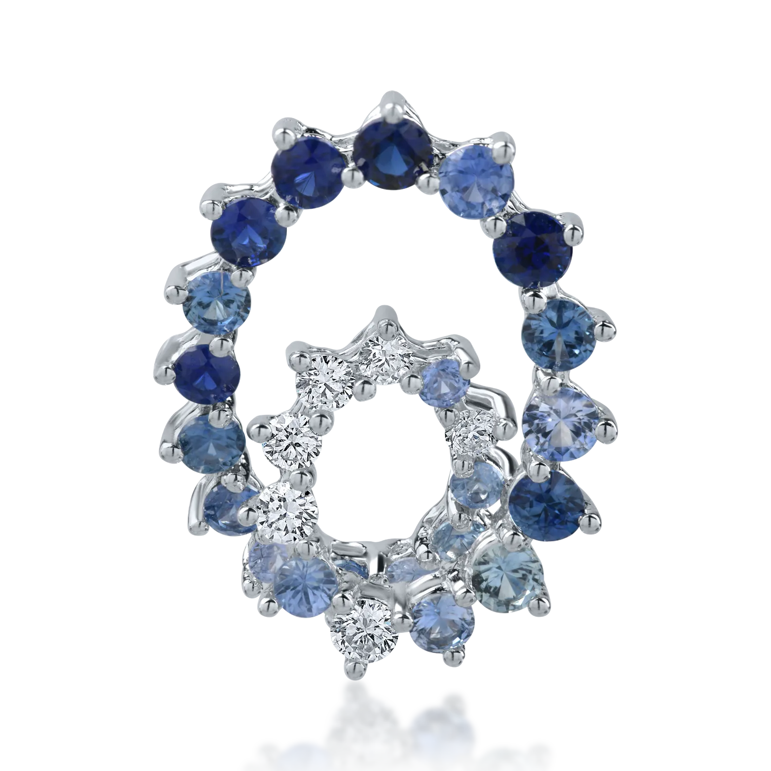 Овална висулка от бяло злато с 1кт сини сапфири