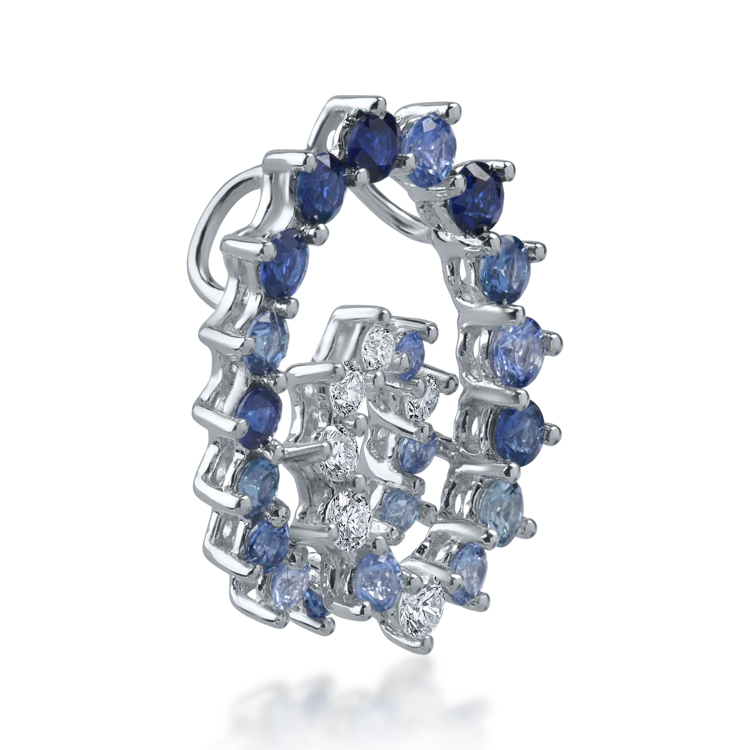 Овална висулка от бяло злато с 1кт сини сапфири