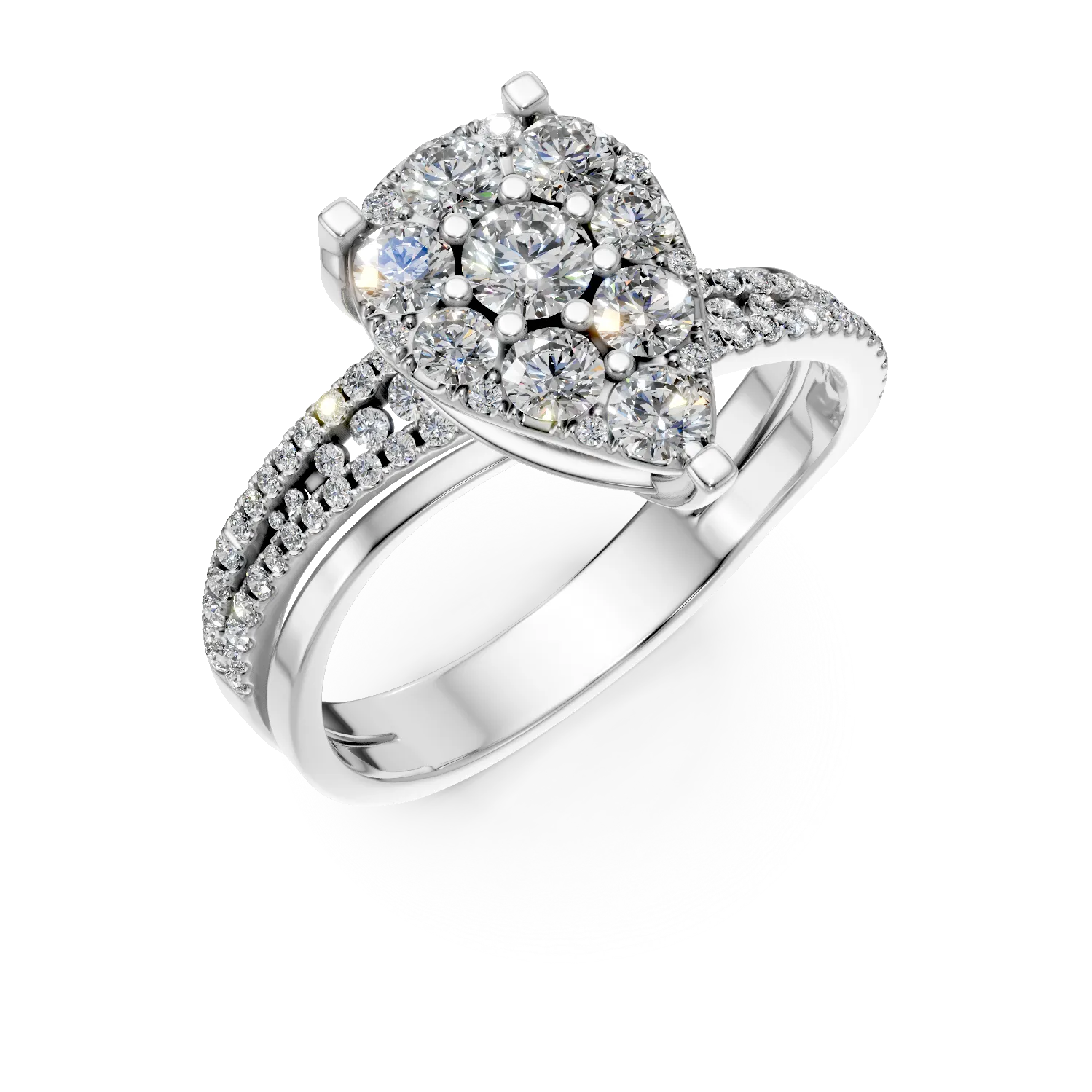 Inel din aur alb cu diamante microsetting de 0.7ct