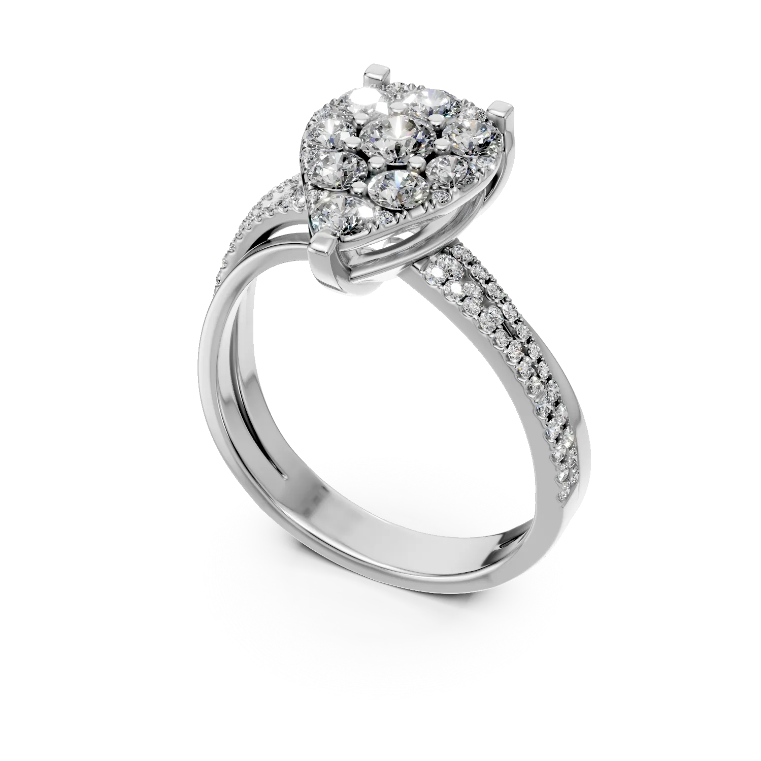 Inel din aur alb cu diamante microsetting de 0.7ct - Imagine 2