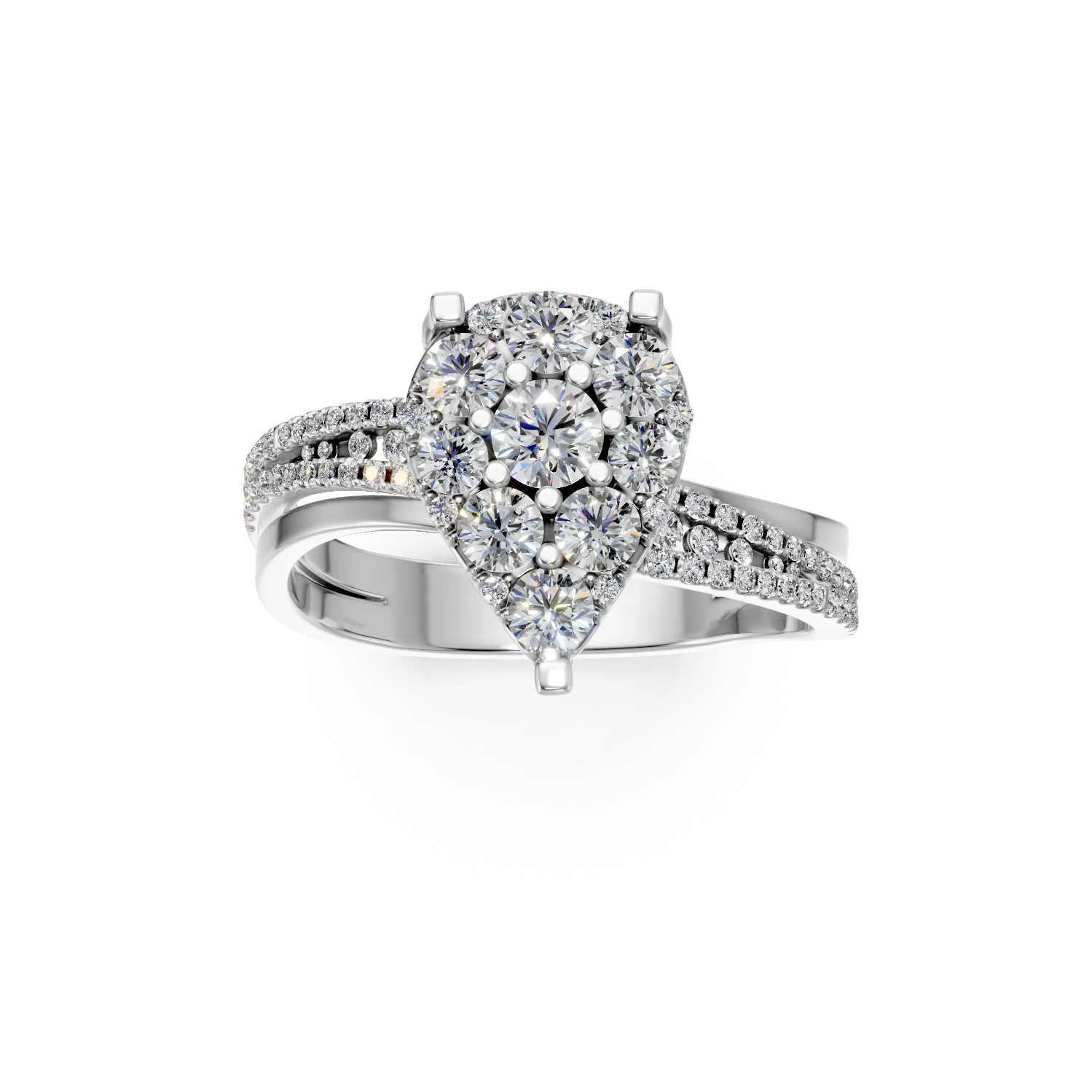 Inel din aur alb cu diamante microsetting de 0.7ct - Imagine 3