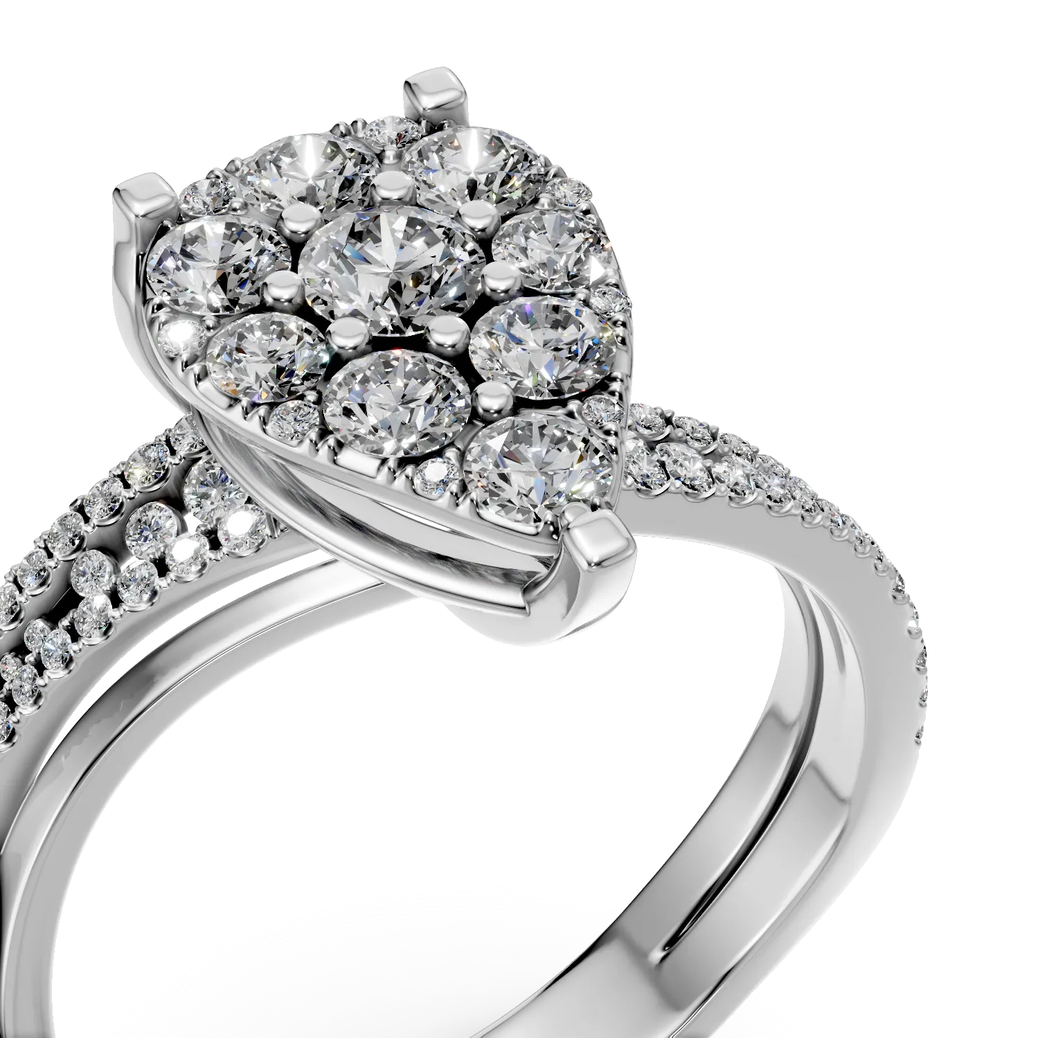 Inel din aur alb cu diamante microsetting de 0.7ct - Imagine 4
