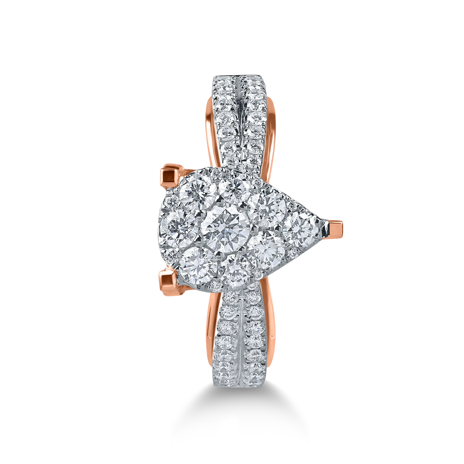 Златен годежен пръстен с бяла роза и диаманти 0.8кт