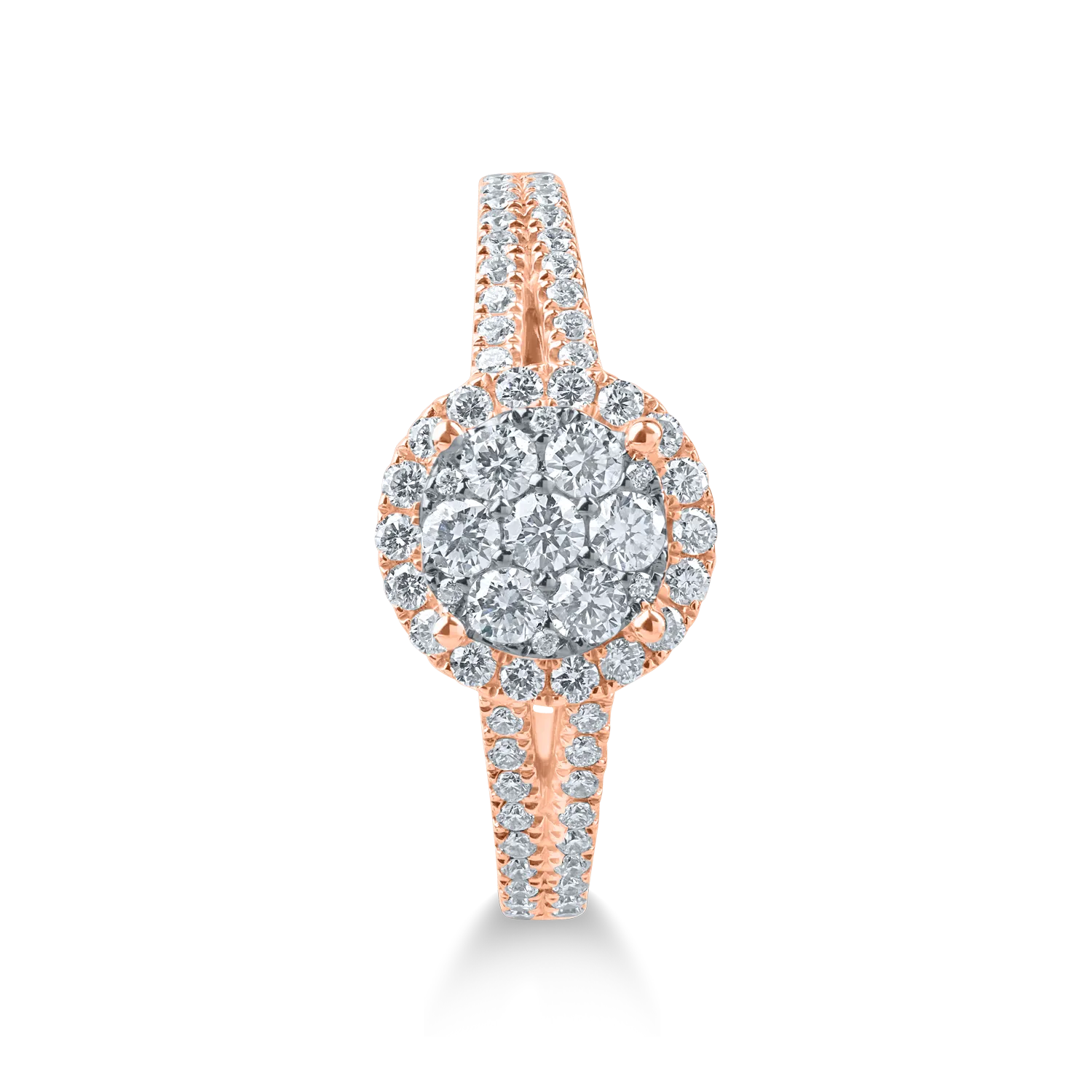Inel de logodna din aur alb-roz cu diamante de 0.7ct