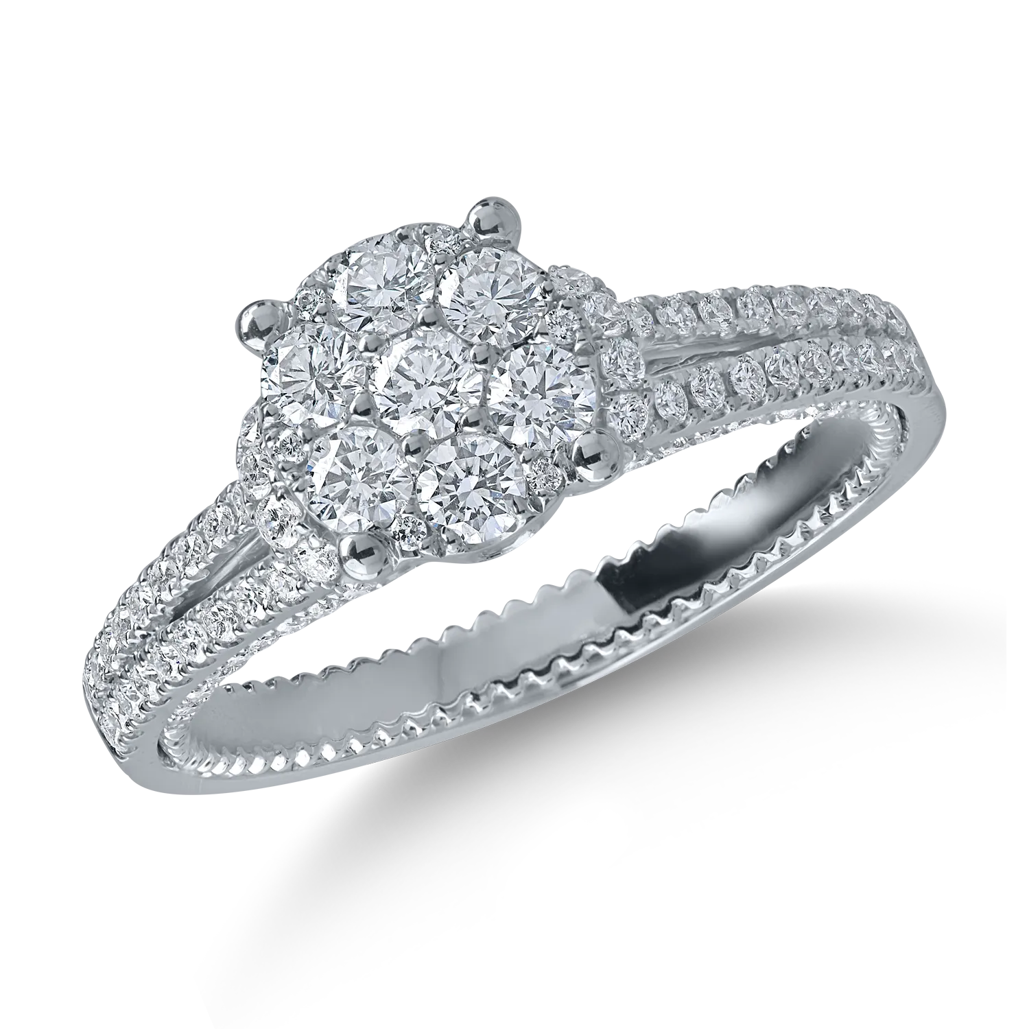Inel de logodna din aur alb cu diamante de 0.7ct
